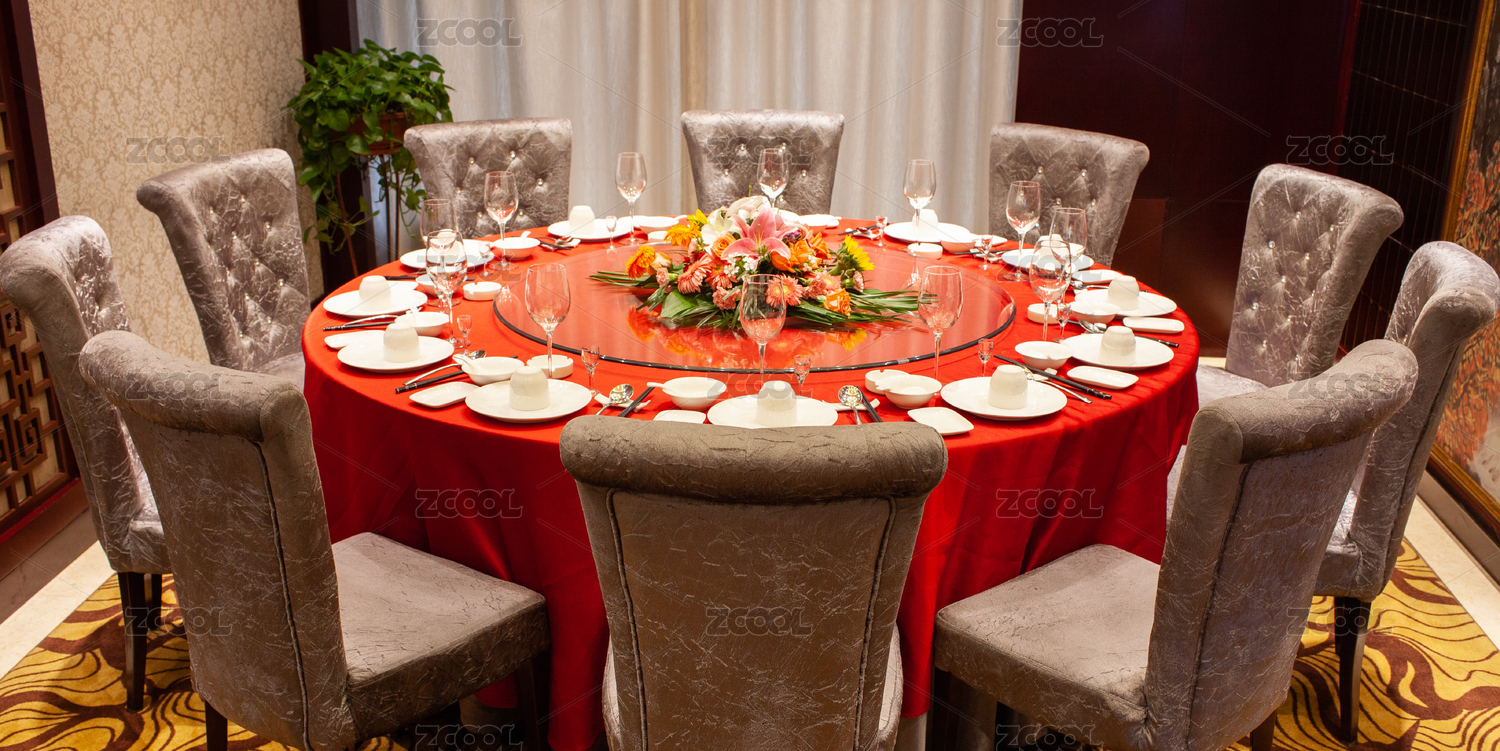 Interior Scene of Chinese Restaurant Room