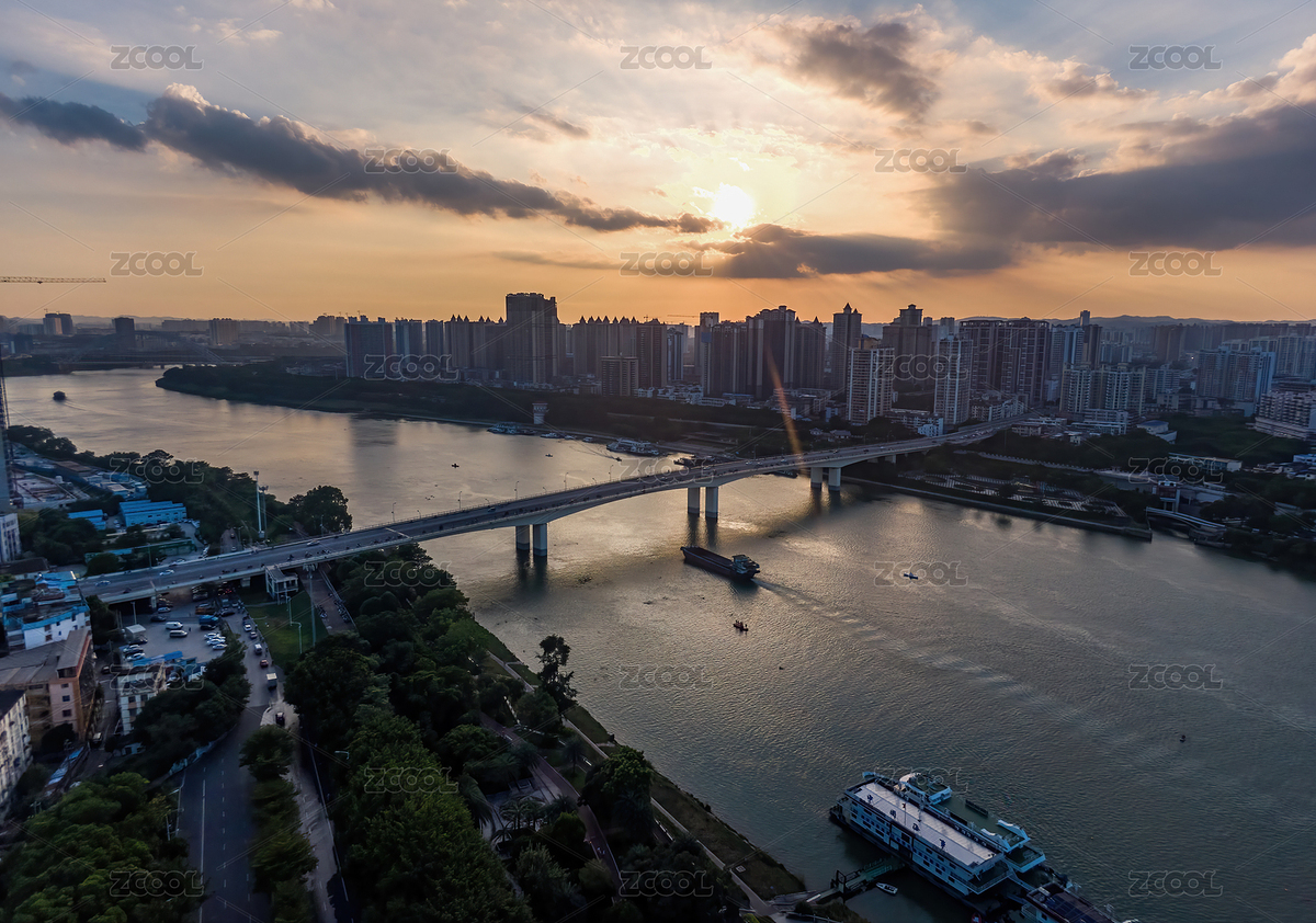 傍晚的城市江邊建筑景觀和運砂船經(jīng)過（主預(yù)覽-2755789） - 未分類 - 站酷設(shè)計師SteveChum原創(chuàng)素材 - 站酷ZCOOL