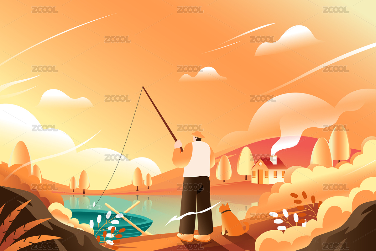 秋季钓鱼的人矢量插画（主预览-8796953） - 未分类 - 站酷设计师keeein原创素材 - 站酷ZCOOL