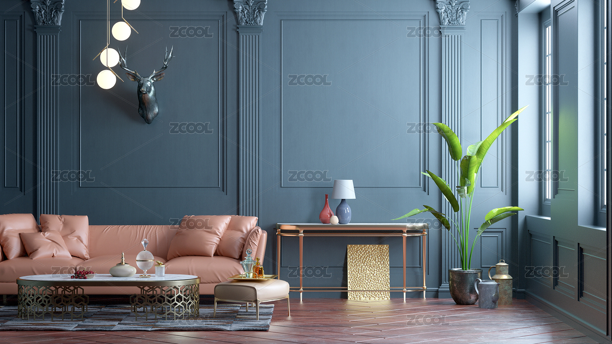 3d渲染歐式客廳皮沙發(fā)家居裝修效果圖（主預(yù)覽-8005882） - 未分類 - 站酷設(shè)計師王鵬wp128jojo原創(chuàng)素材 - 站酷ZCOOL