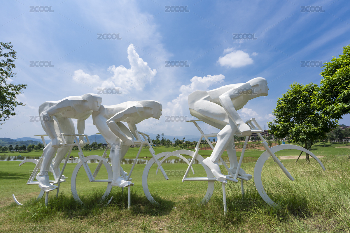 湖畔草地上的一自行车运动雕塑，中国福建龙岩（主预览-2480419） - 未分类 - 站酷设计师只取一瓢原创素材 - 站酷ZCOOL