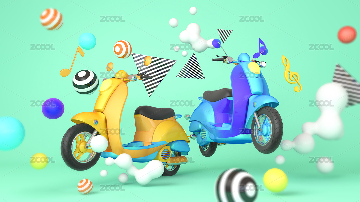 卡通缤纷环保电单车出行悬浮场景（主预览-5951125） - 未分类 - 站酷设计师NANAYI原创素材 - 站酷ZCOOL