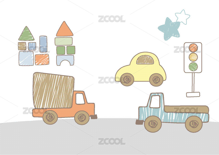 卡通手绘交通工具汽车