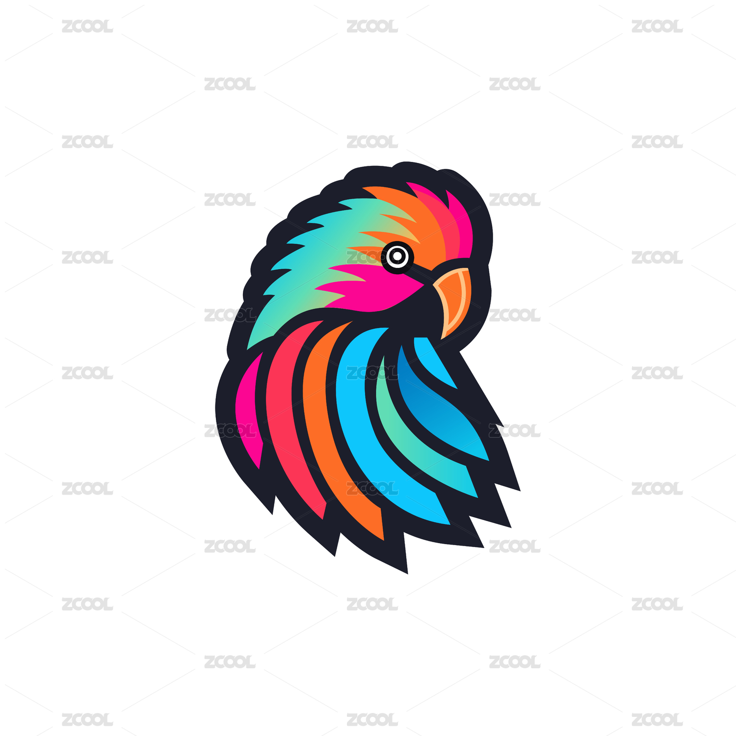 线条风格鹦鹉logo