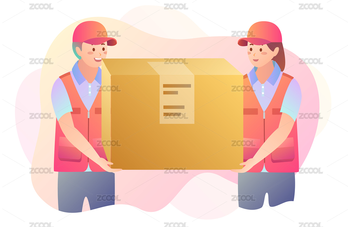 快遞員送快遞 抬運箱子 扁平人物（主預(yù)覽-1949671） - 未分類 - 站酷設(shè)計師Emily_studio原創(chuàng)素材 - 站酷ZCOOL