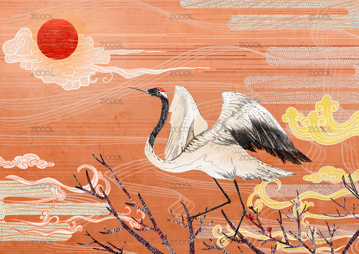 敦煌壁畫之白鶴（主預覽-8452716） - 未分類 - 站酷設計師愛谷穗的貓原創(chuàng)素材 - 站酷ZCOOL
