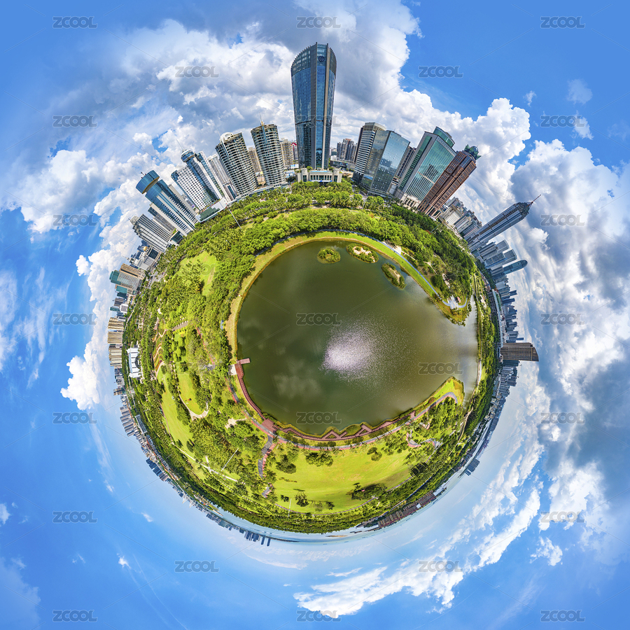 Little Planet View. Skyscrapers Sitting by the Evergreen Park Lake in Haikou, the Capital and Most Populous City of Hainan province, China（主預(yù)覽-4696949） - 未分類 - 站酷設(shè)計(jì)師美景夢(mèng)中原創(chuàng)素材 - 站酷ZCOOL