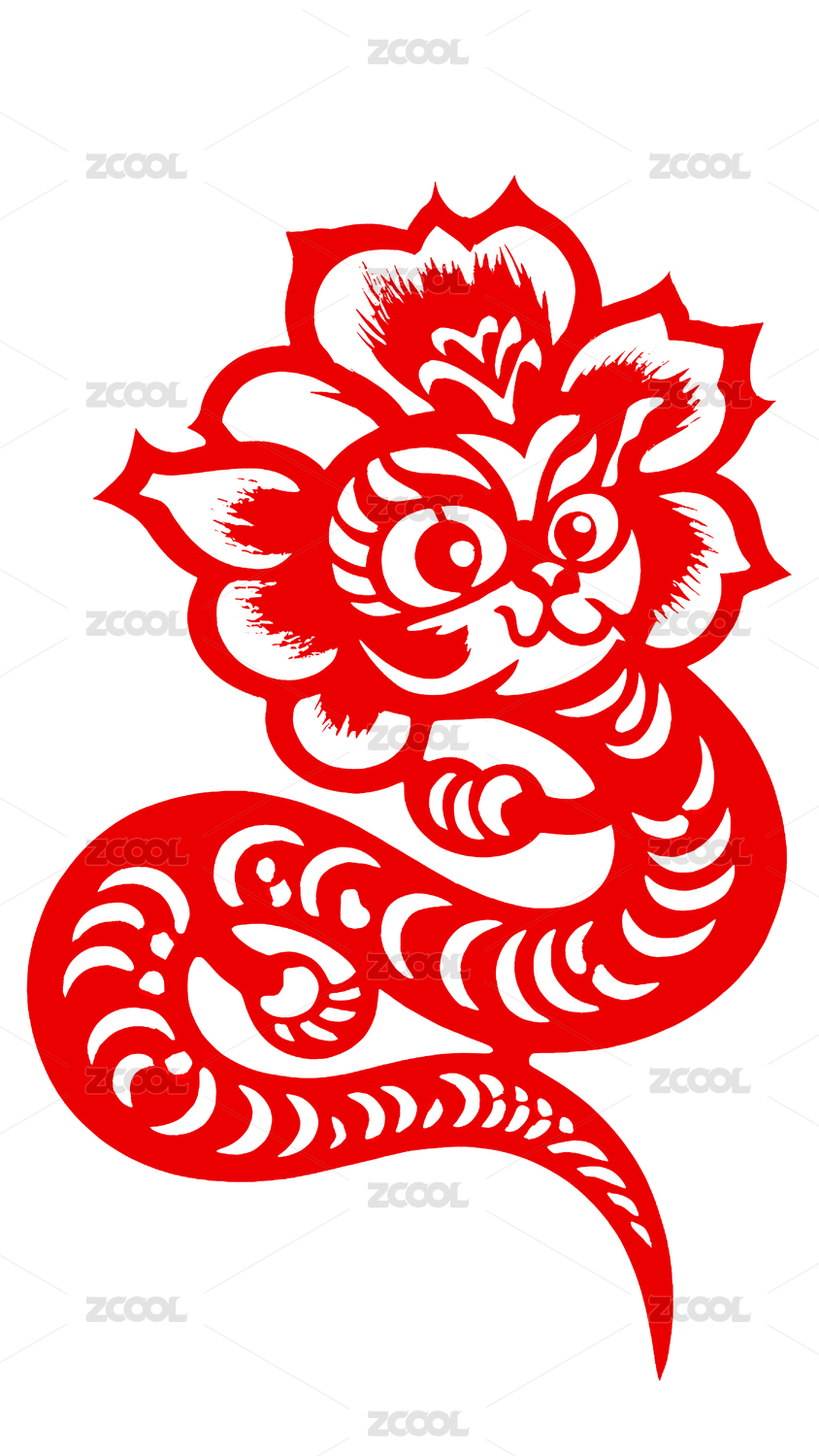 生肖蛇剪纸艺术插画
