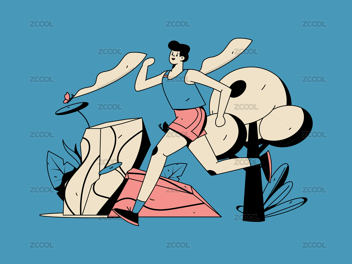 锻炼健康跑步的人物矢量互联网运营手绘插画（主预览-8943193） - 未分类 - 站酷设计师MonkeyLuffy123原创素材 - 站酷ZCOOL
