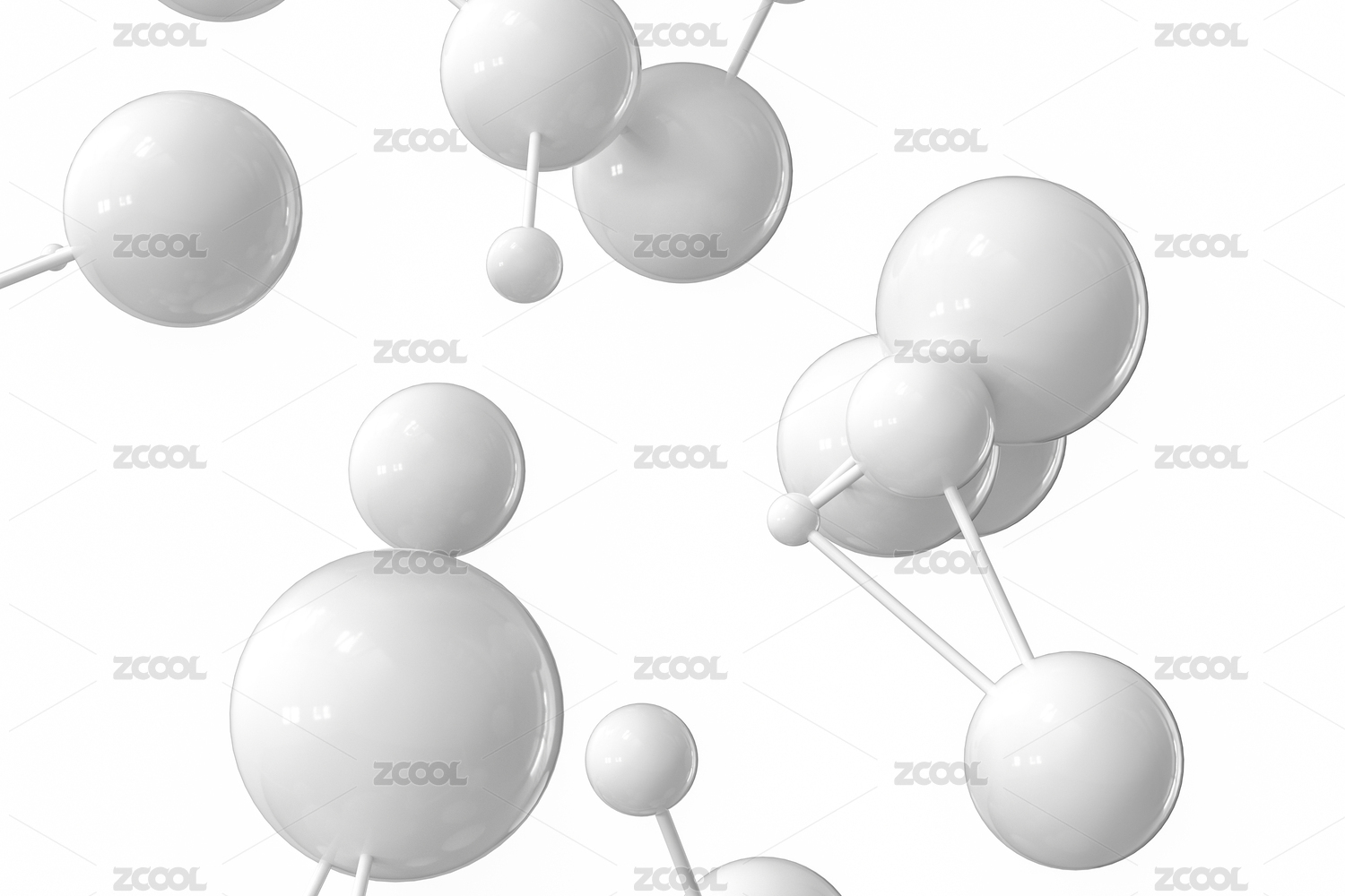 生物与基因线条,微观视角,三维渲染