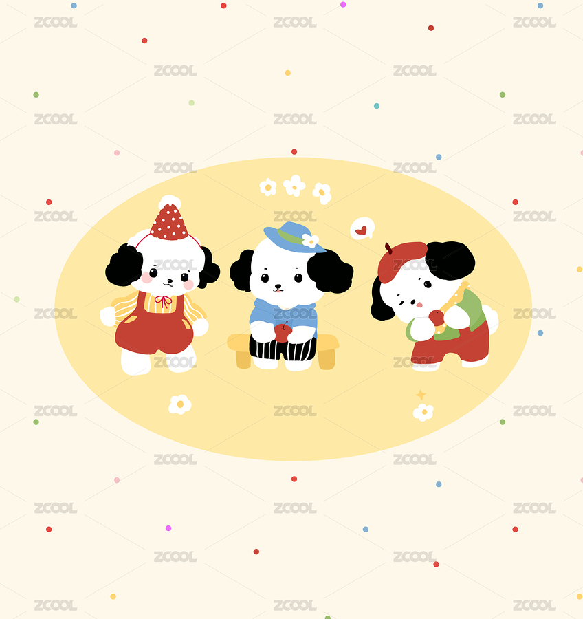可爱小狗欢乐聚会插画（主预览-12261838） - 未分类 - 站酷设计师清子5原创素材 - 站酷ZCOOL