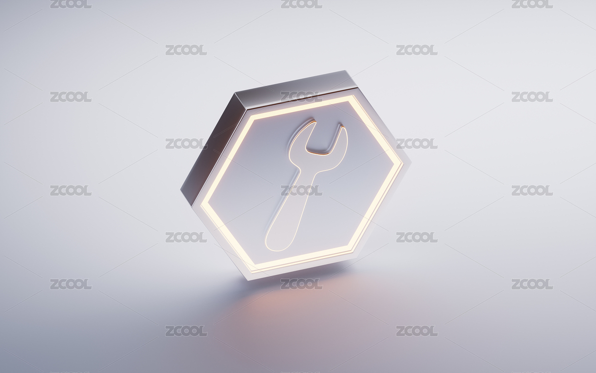 白色金属维修扳手符号三维渲染（主预览-12618318） - 未分类 - 站酷设计师VinkFan原创素材 - 站酷ZCOOL