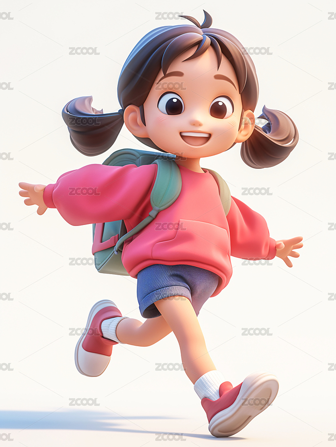 一個背著書包的小女生快樂的奔跑（主預(yù)覽-5014540） - 未分類 - 站酷設(shè)計師SYF朝生原創(chuàng)素材 - 站酷ZCOOL