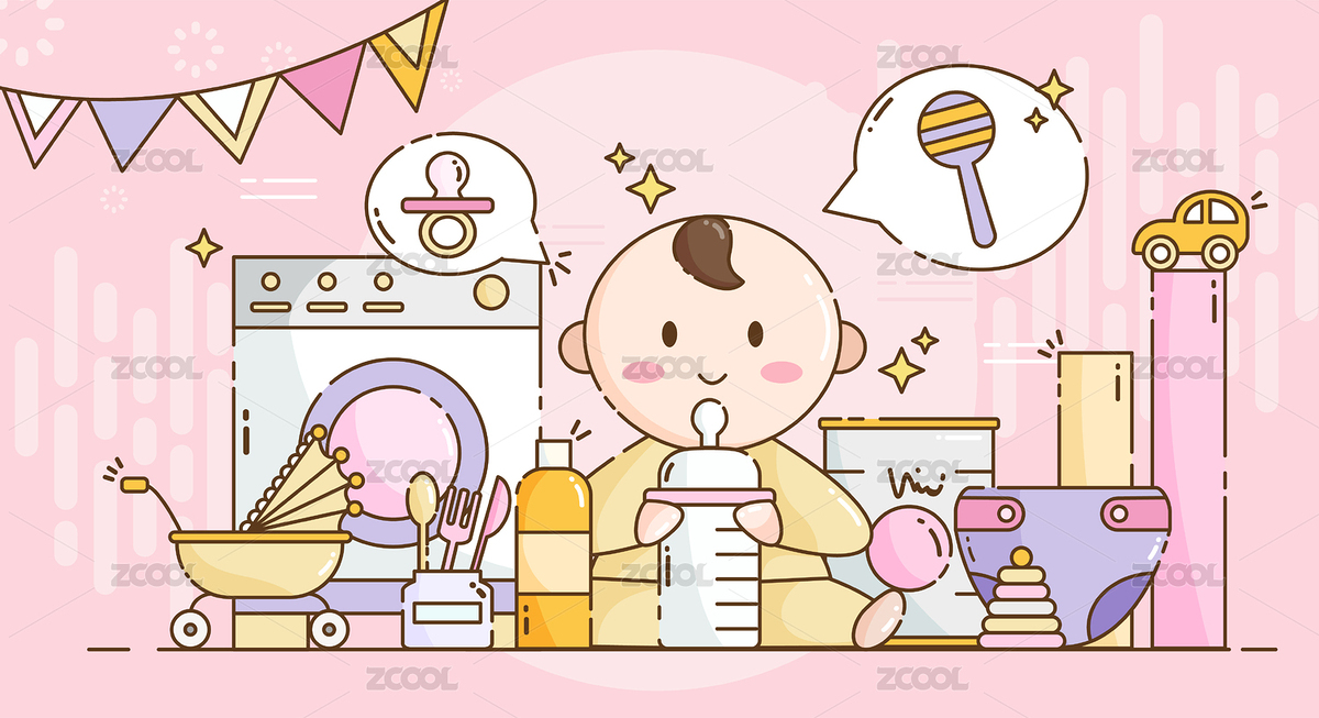 拿着奶瓶喝奶的宝宝（主预览-6443033） - 未分类 - 站酷设计师薇ViVier原创素材 - 站酷ZCOOL