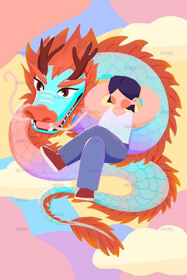 男孩坐在龍身上-扁平風(fēng)（主預(yù)覽-9246459） - 未分類 - 站酷設(shè)計(jì)師沐沐c原創(chuàng)素材 - 站酷ZCOOL