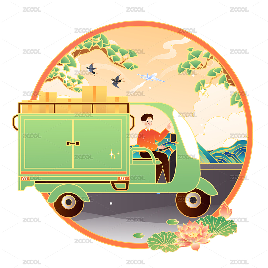 開(kāi)著快遞車(chē)送貨的快遞員矢量插畫(huà)（主預(yù)覽-5798347） - 未分類(lèi) - 站酷設(shè)計(jì)師晚風(fēng)在畫(huà)畫(huà)原創(chuàng)素材 - 站酷ZCOOL