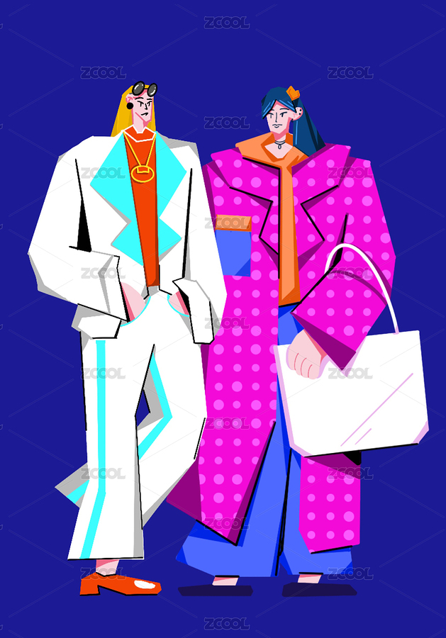 两个在散步的闺蜜朋友（主预览-7893995） - 未分类 - 站酷设计师Hilda毛原创素材 - 站酷ZCOOL