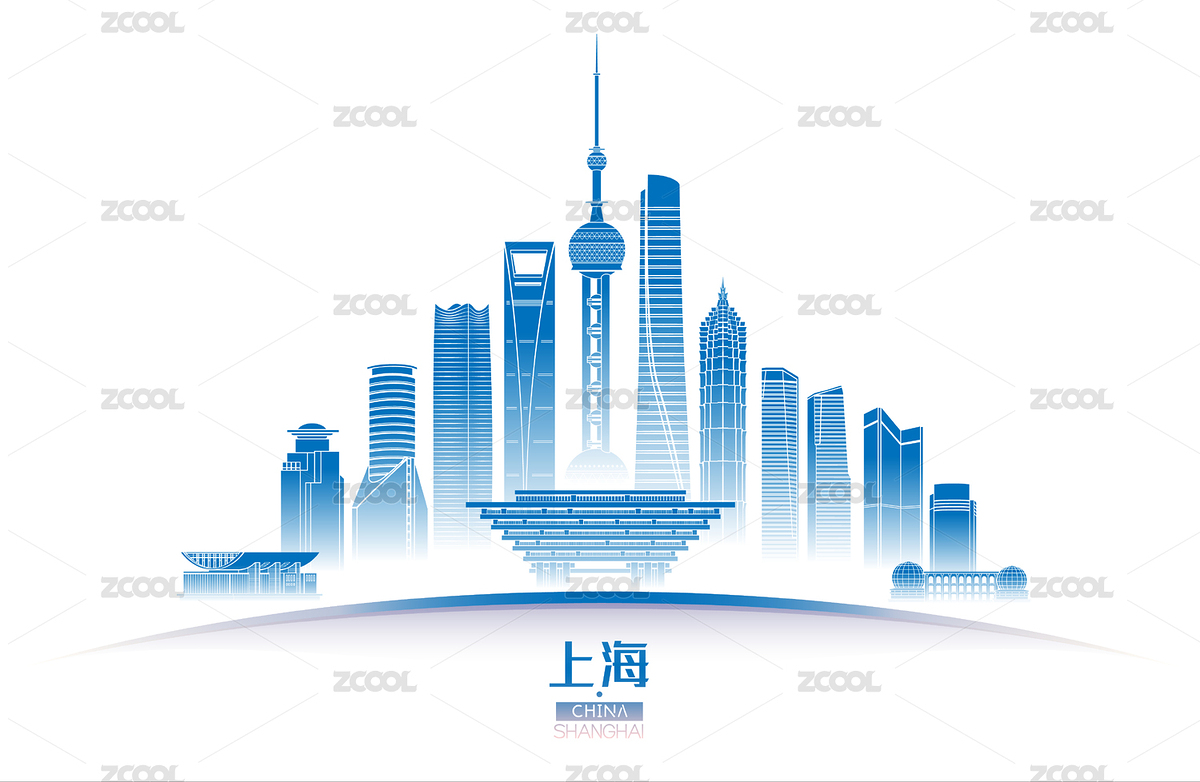 上海城市建筑群天际线矢量插画海报（主预览-216669） - 未分类 - 站酷设计师NERO郭长庚原创素材 - 站酷ZCOOL