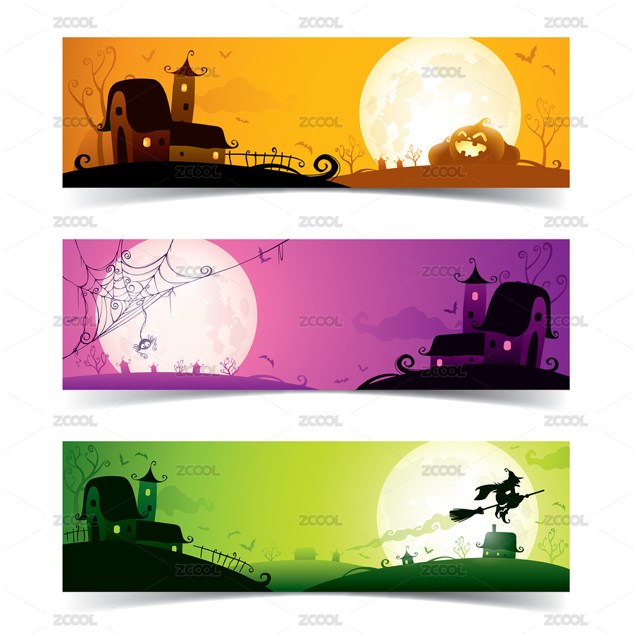 万圣节主题。 横幅模版组。（主预览-7218270） - 未分类 - 站酷设计师OriArtiste原创素材 - 站酷ZCOOL