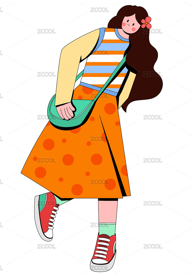 扁平風(fēng)描邊小清新少女人物（主預(yù)覽-8977270） - 未分類(lèi) - 站酷設(shè)計(jì)師滴1滴原創(chuàng)素材 - 站酷ZCOOL