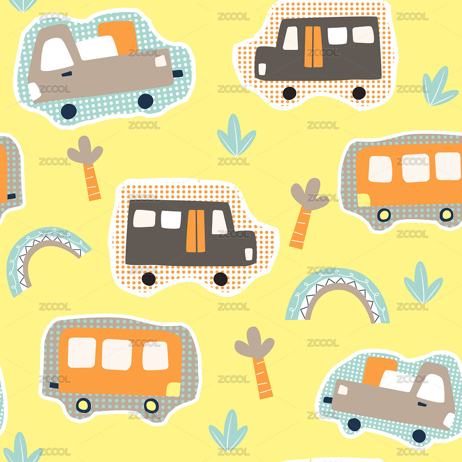 可爱卡通汽车平铺背景（主预览-7448585） - 未分类 - 站酷设计师corelead原创素材 - 站酷ZCOOL