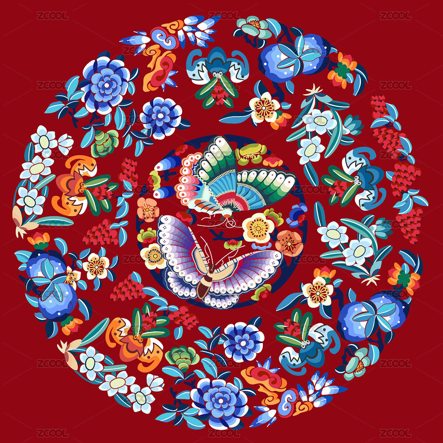 站酷纹样-中国传统服饰图案纹样刺绣蝴蝶（主预览-6216559） - 未分类 - 站酷设计师画画的苏遥原创素材 - 站酷ZCOOL