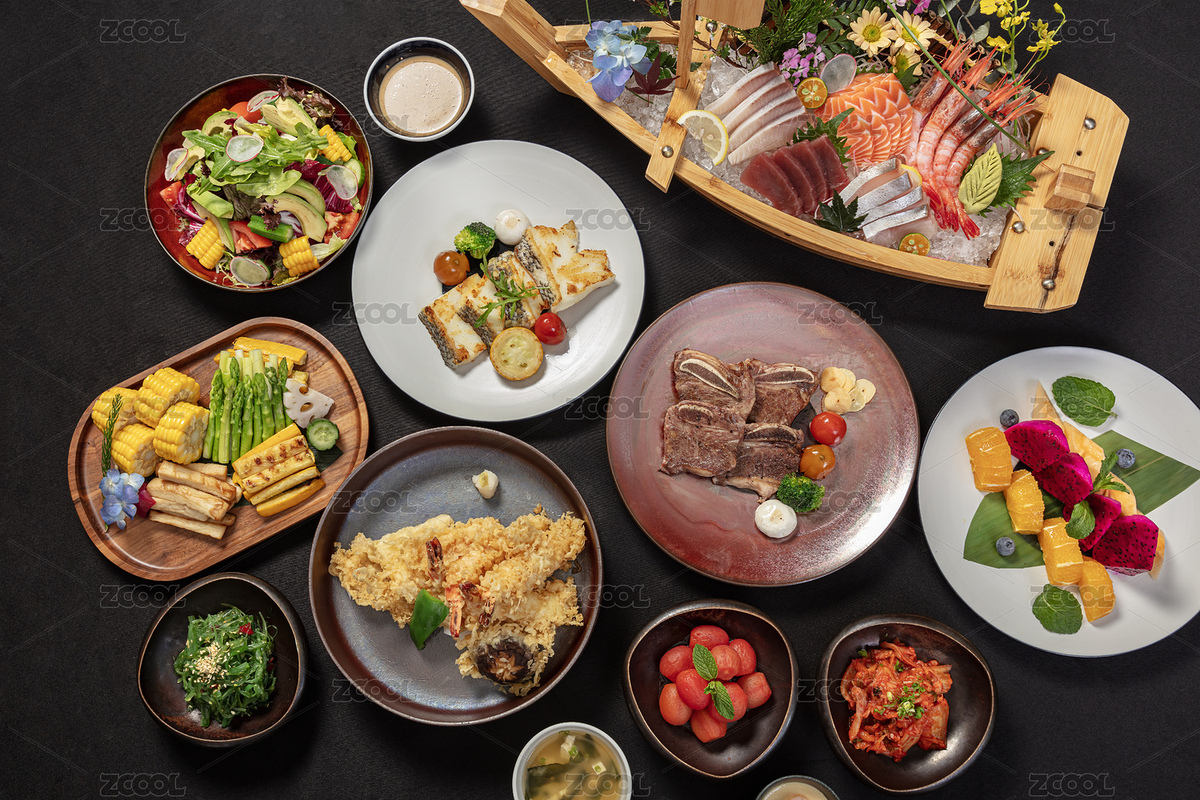 4 人餐日式料理船形擺盤特色美食展示（主預(yù)覽-9478851） - 未分類 - 站酷設(shè)計師寄與生Eason原創(chuàng)素材 - 站酷ZCOOL