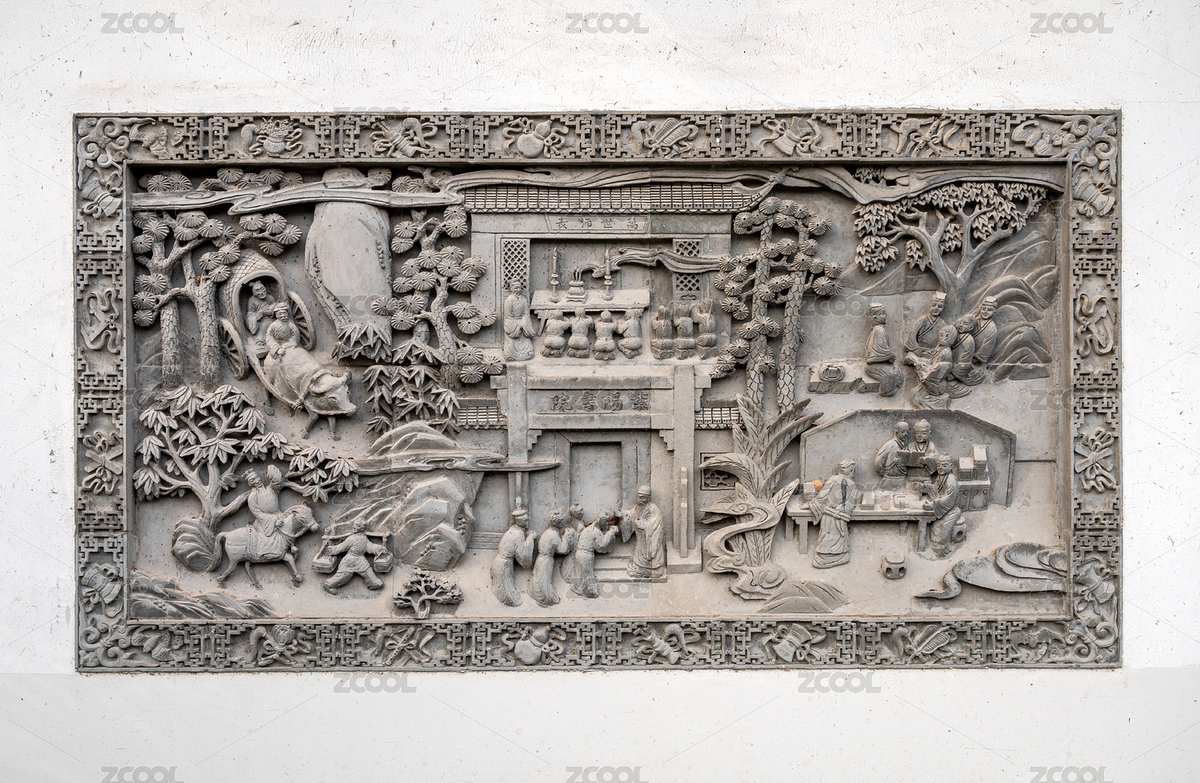 中国园林古建筑墙面石刻浮雕风景装饰画（主预览-4567269） - 未分类 - 站酷设计师字游哉原创素材 - 站酷ZCOOL