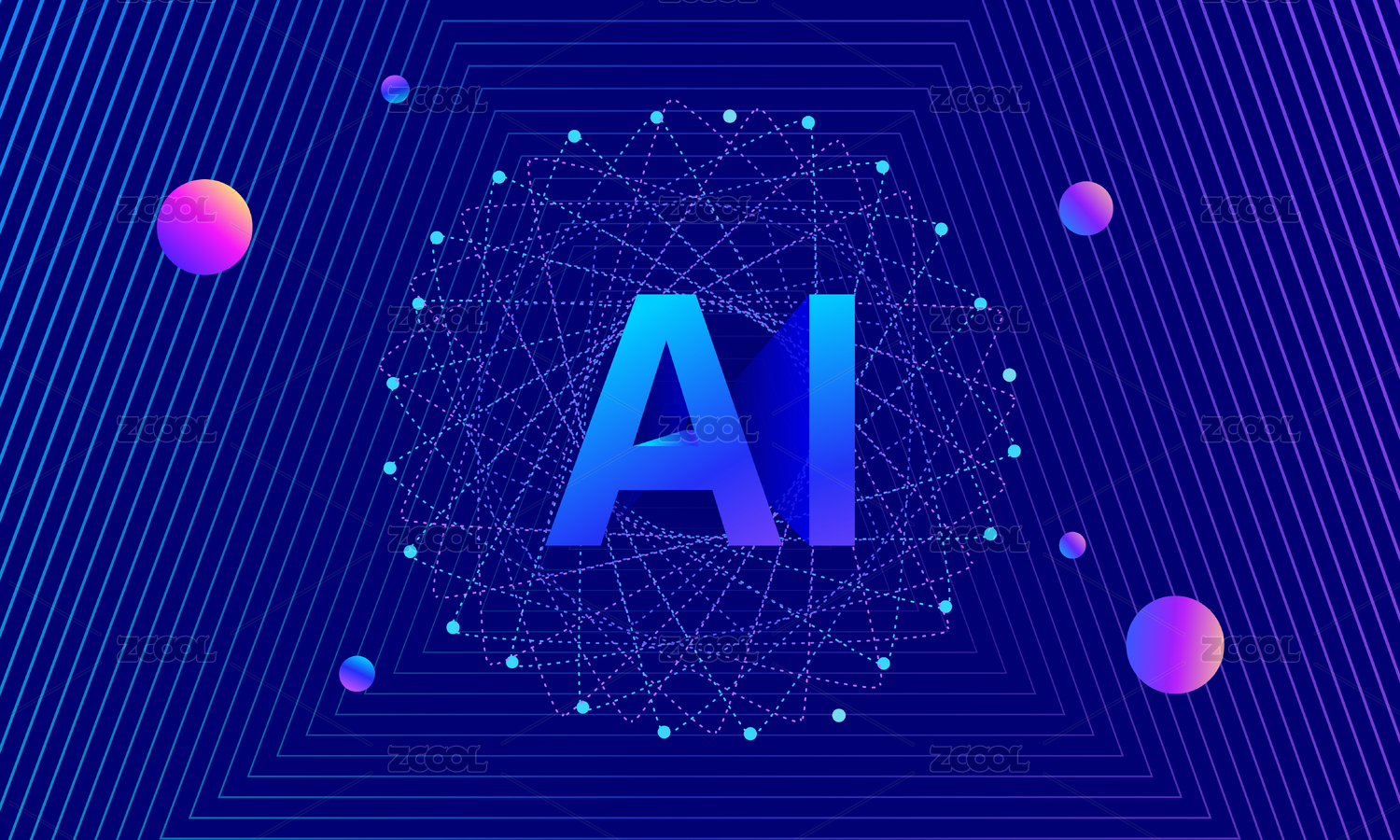 AI智能抽象粒子线条科技类背景图