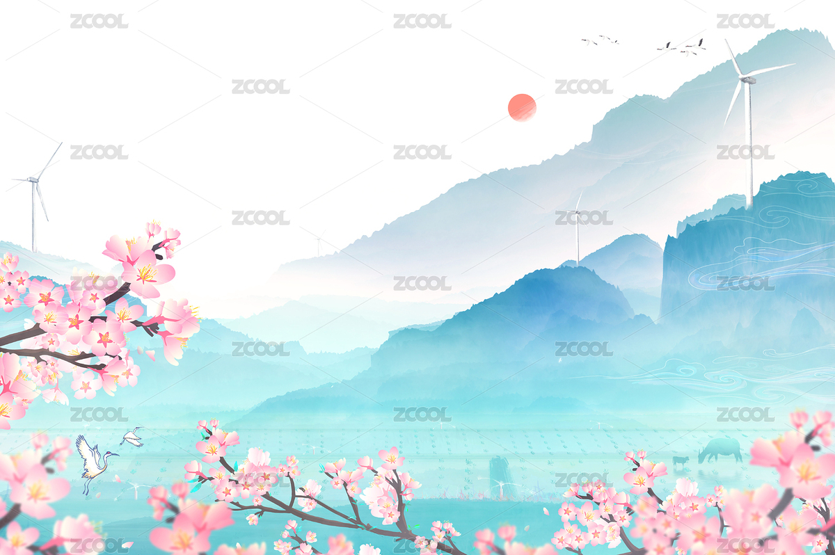 数字农村自动化灌溉农田与风力发电插画（主预览-6435408） - 未分类 - 站酷设计师灵魂画师DJ药灵儿原创素材 - 站酷ZCOOL