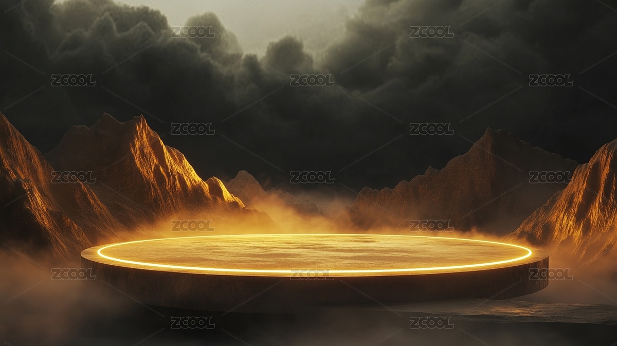 玄幻神秘仙境中的金色圆形展台3D立体插画（主预览-8633837） - 未分类 - 站酷设计师乱画的示绮原创素材 - 站酷ZCOOL
