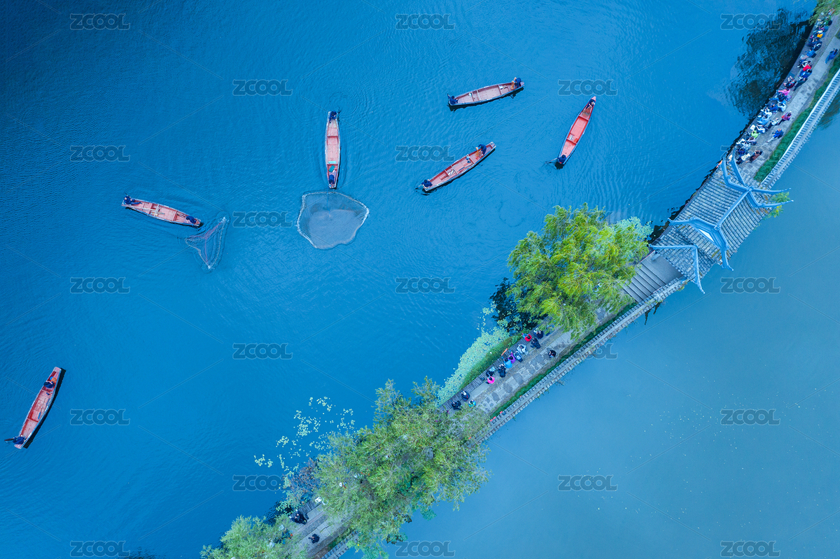 浙江省紹興市俯視有石橋和小船的藍色湖泊（主預(yù)覽-2658811） - 未分類 - 站酷設(shè)計師四維視界原創(chuàng)素材 - 站酷ZCOOL