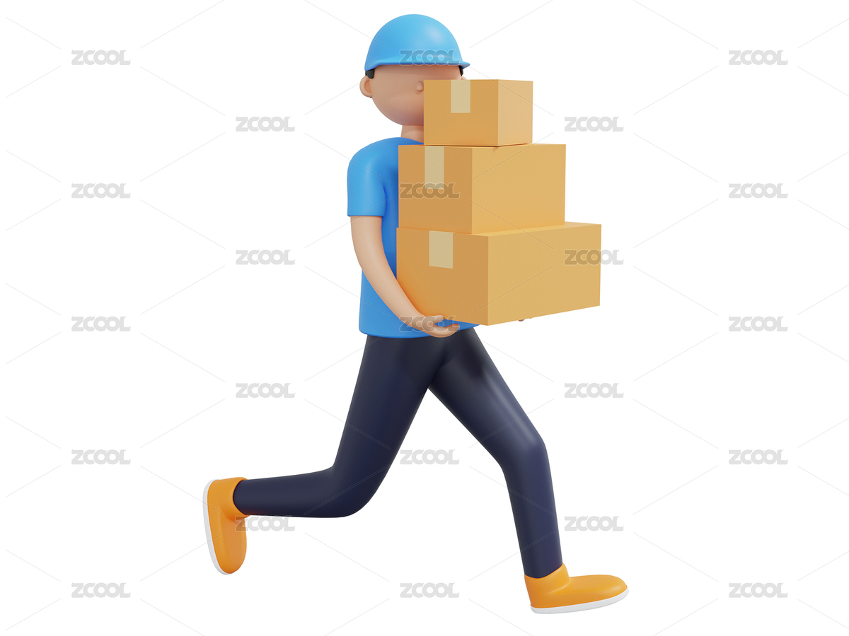 穿藍(lán)色上衣快遞員搬運(yùn)快遞箱行走3D元素（主預(yù)覽-6787519） - 未分類 - 站酷設(shè)計(jì)師h5efD8cyQR原創(chuàng)素材 - 站酷ZCOOL