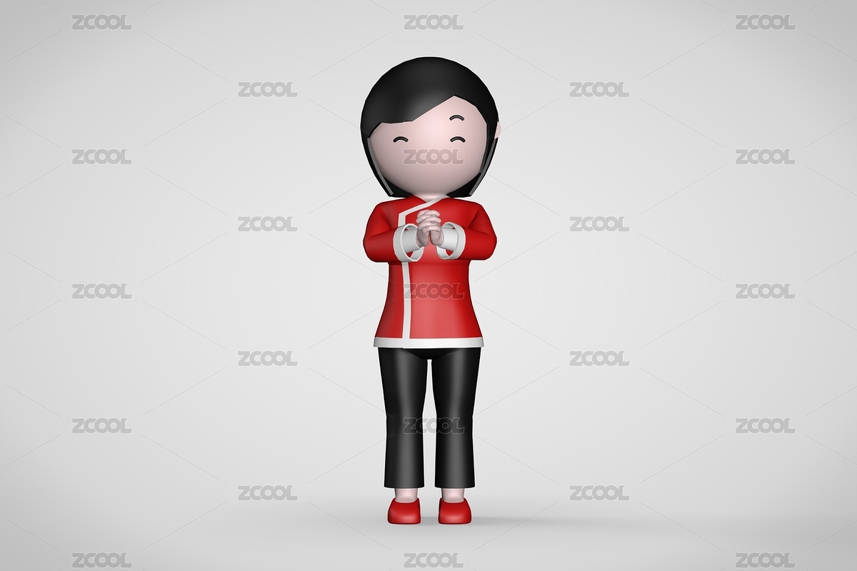 3D卡通Q版女孩春節(jié)賀年（主預(yù)覽-5794029） - 未分類 - 站酷設(shè)計(jì)師玖菇莨原創(chuàng)素材 - 站酷ZCOOL