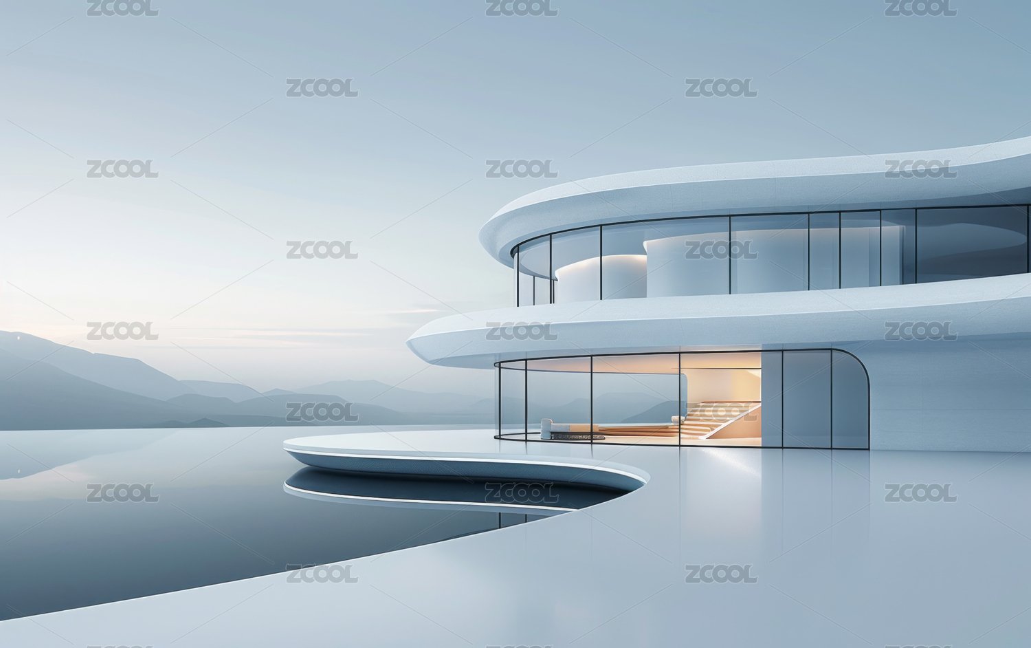 极简的白色现代建筑艺术与空间结构