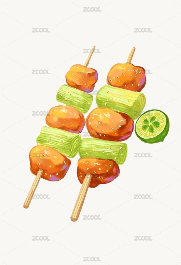 手繪日式燒鳥烤串插畫（主預覽-4913966） - 未分類 - 站酷設計師比爾德Jaine原創(chuàng)素材 - 站酷ZCOOL