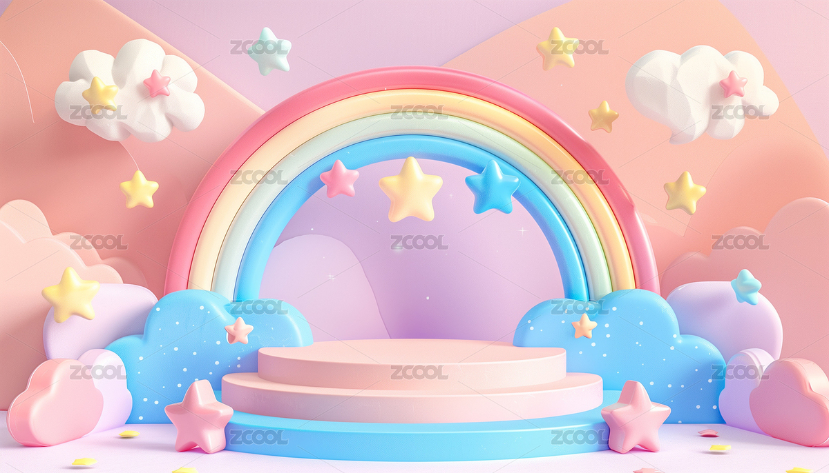 可爱的粉彩产品展示架，蓝色背景上有螺旋彩（主预览-7437274） - 未分类 - 站酷设计师煞冷原创素材 - 站酷ZCOOL