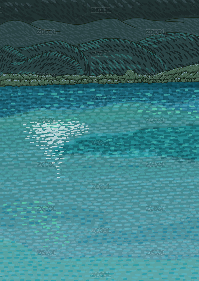 夏天夜晚有月光倒影的小河流矢量插畫（主預(yù)覽-7722824） - 未分類 - 站酷設(shè)計師知名退堂鼓設(shè)計師原創(chuàng)素材 - 站酷ZCOOL