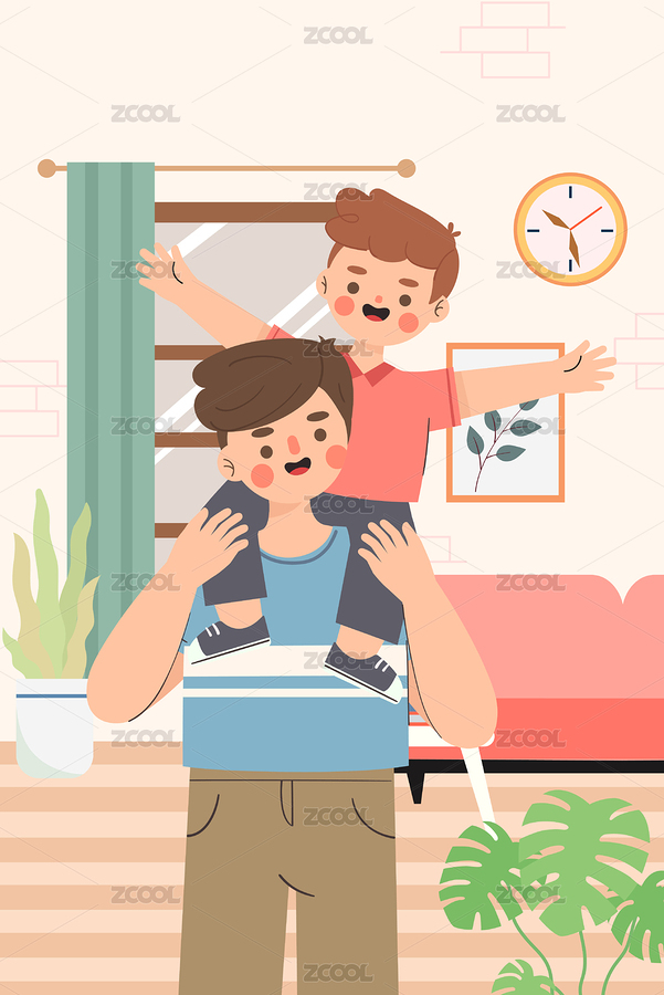 父子俩居家幸福时光矢量插画（主预览-7188349） - 未分类 - 站酷设计师jingzheer原创素材 - 站酷ZCOOL
