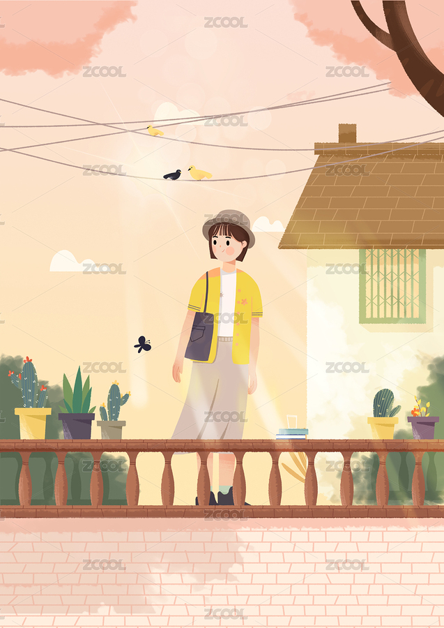 挎包出門的女孩（主預(yù)覽-6078280） - 未分類 - 站酷設(shè)計師晚風(fēng)在畫畫原創(chuàng)素材 - 站酷ZCOOL