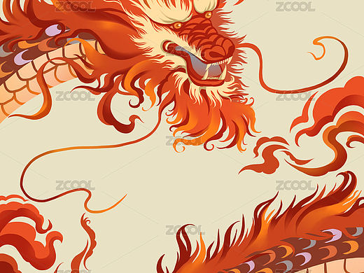 红色的龙插画