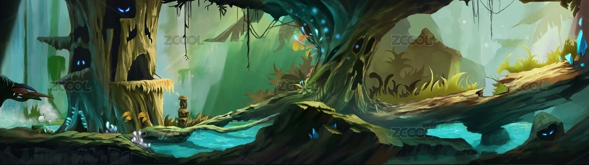 一個(gè)陽光明媚的魔幻森林的游戲場景（主預(yù)覽-7481512） - 未分類 - 站酷設(shè)計(jì)師Z83939260原創(chuàng)素材 - 站酷ZCOOL