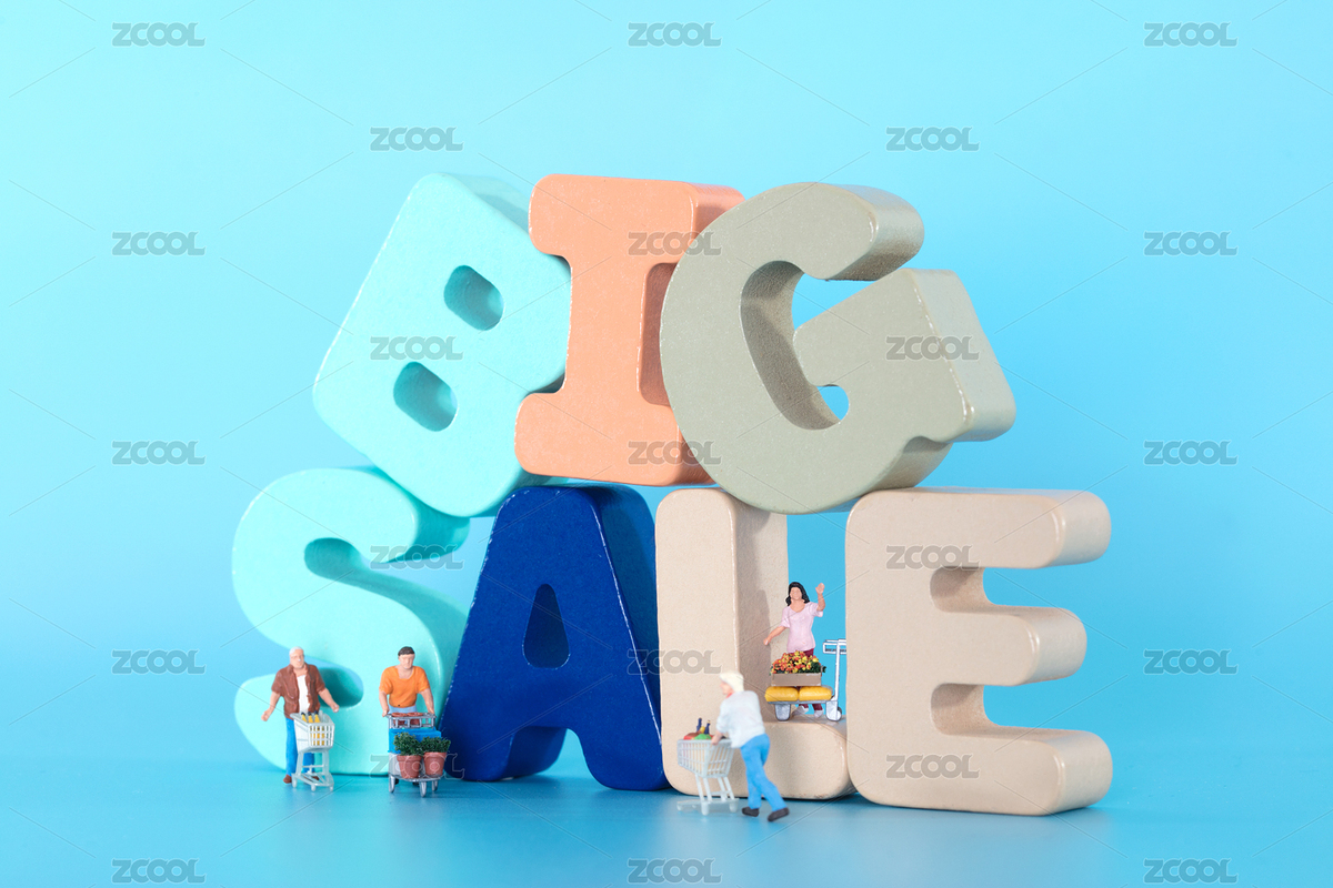 英文BIGSALE和各種購(gòu)物的顧客（主預(yù)覽-4964721） - 未分類 - 站酷設(shè)計(jì)師小羽怪原創(chuàng)素材 - 站酷ZCOOL