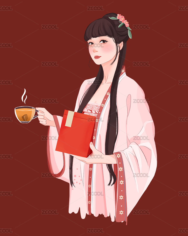 商业插画古装女孩喝茶（主预览-4293642） - 未分类 - 站酷设计师胡什麽原创素材 - 站酷ZCOOL