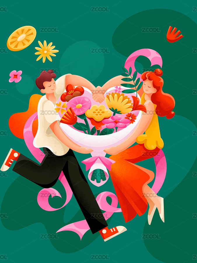 情人節(jié)捧花創(chuàng)意插畫（主預(yù)覽-6099157） - 未分類 - 站酷設(shè)計(jì)師StarryDesign原創(chuàng)素材 - 站酷ZCOOL