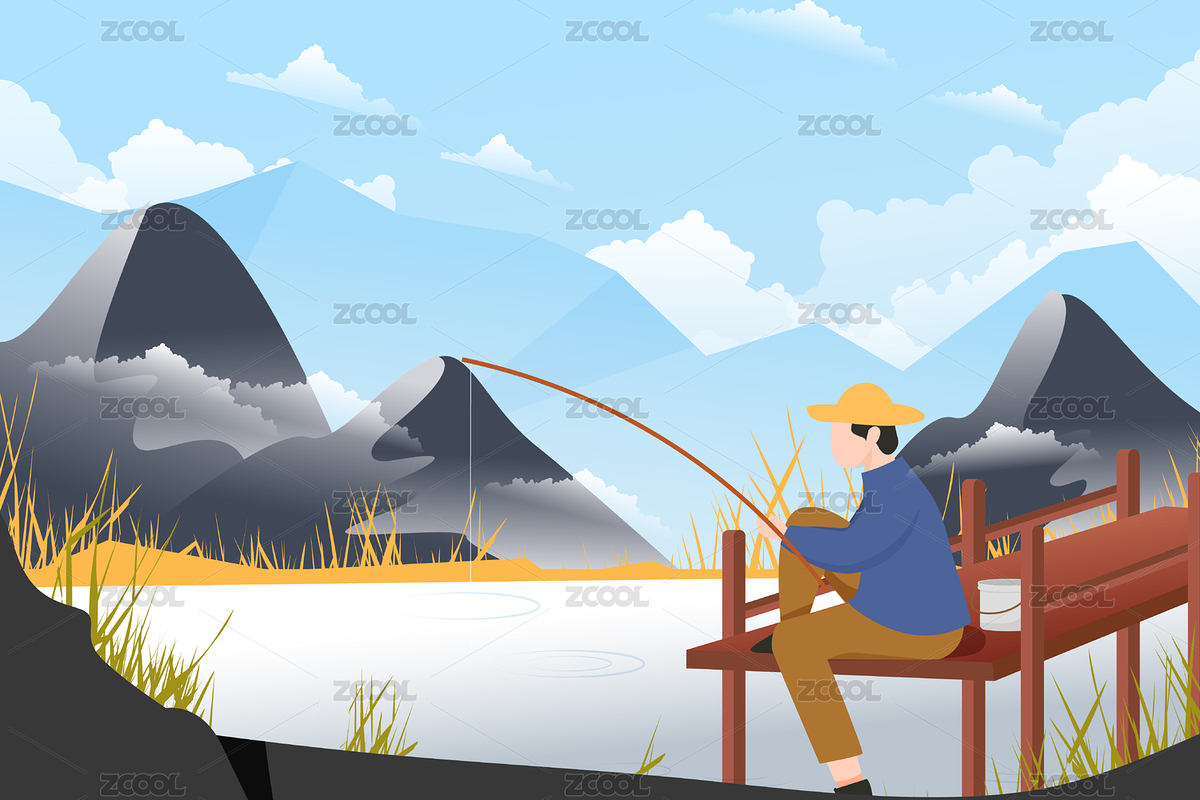 钓鱼风景矢量插画（主预览-4589899） - 未分类 - 站酷设计师keeein原创素材 - 站酷ZCOOL