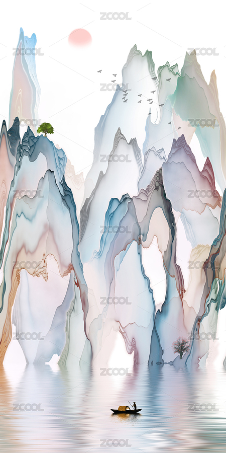 新中式玄關(guān)水墨山水裝飾畫（主預(yù)覽-1540685） - 未分類 - 站酷設(shè)計師北國小饅頭原創(chuàng)素材 - 站酷ZCOOL