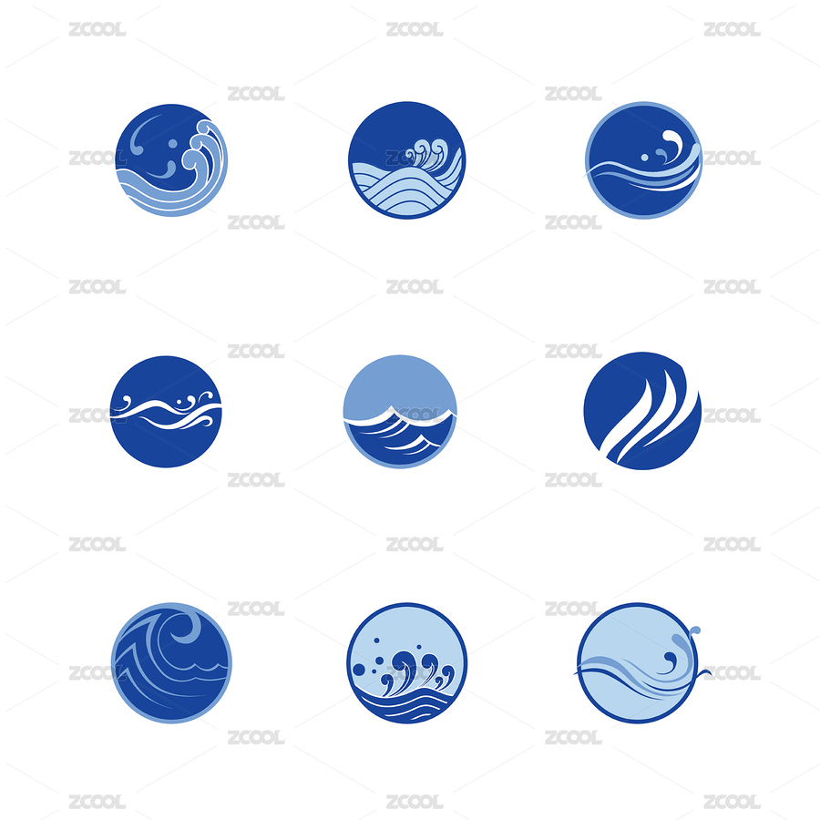 海浪水波纹logo蓝色企业水资源标识（主预览-8748738） - 未分类 - 站酷设计师七月和笠原创素材 - 站酷ZCOOL