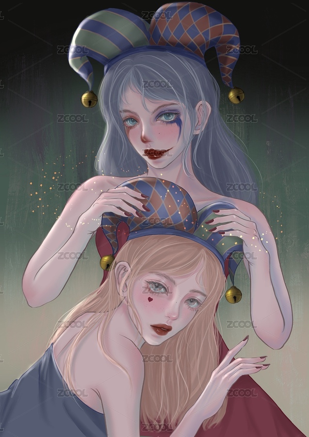 馬戲團(tuán)的雙生小丑女孩（主預(yù)覽-1092119） - 未分類 - 站酷設(shè)計(jì)師琦琦子Sherry原創(chuàng)素材 - 站酷ZCOOL