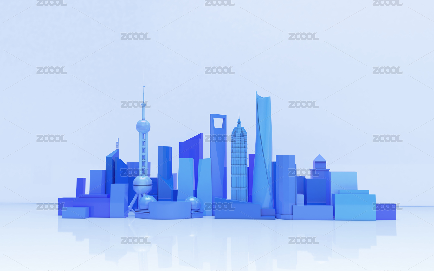 三维上海城市天际线
